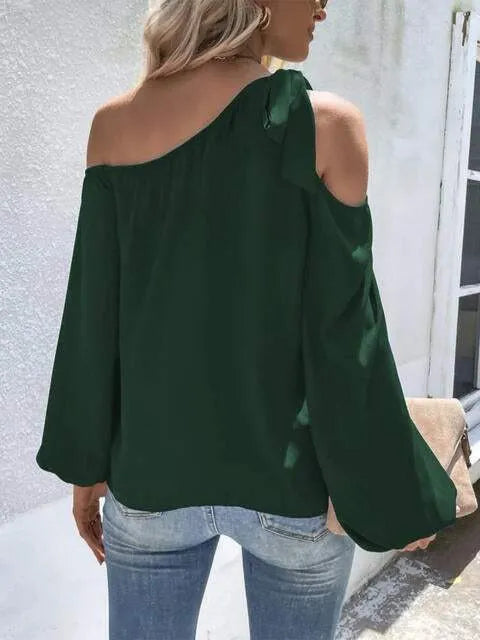 Cold-Shoulder Long Sleeve Blouse Blouses - Tophatter Daily Deals