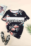 Floral Round Neck Short Sleeve Tee Women's T-Shirts - Tophatter Daily Deals