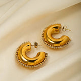 Zircon Stainless Steel C-Hoop Earrings Earrings - Tophatter Daily Deals