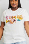 Simply Love Full Size SUMMER VIBES Graphic Cotton Tee Women's T-Shirts - Tophatter Daily Deals