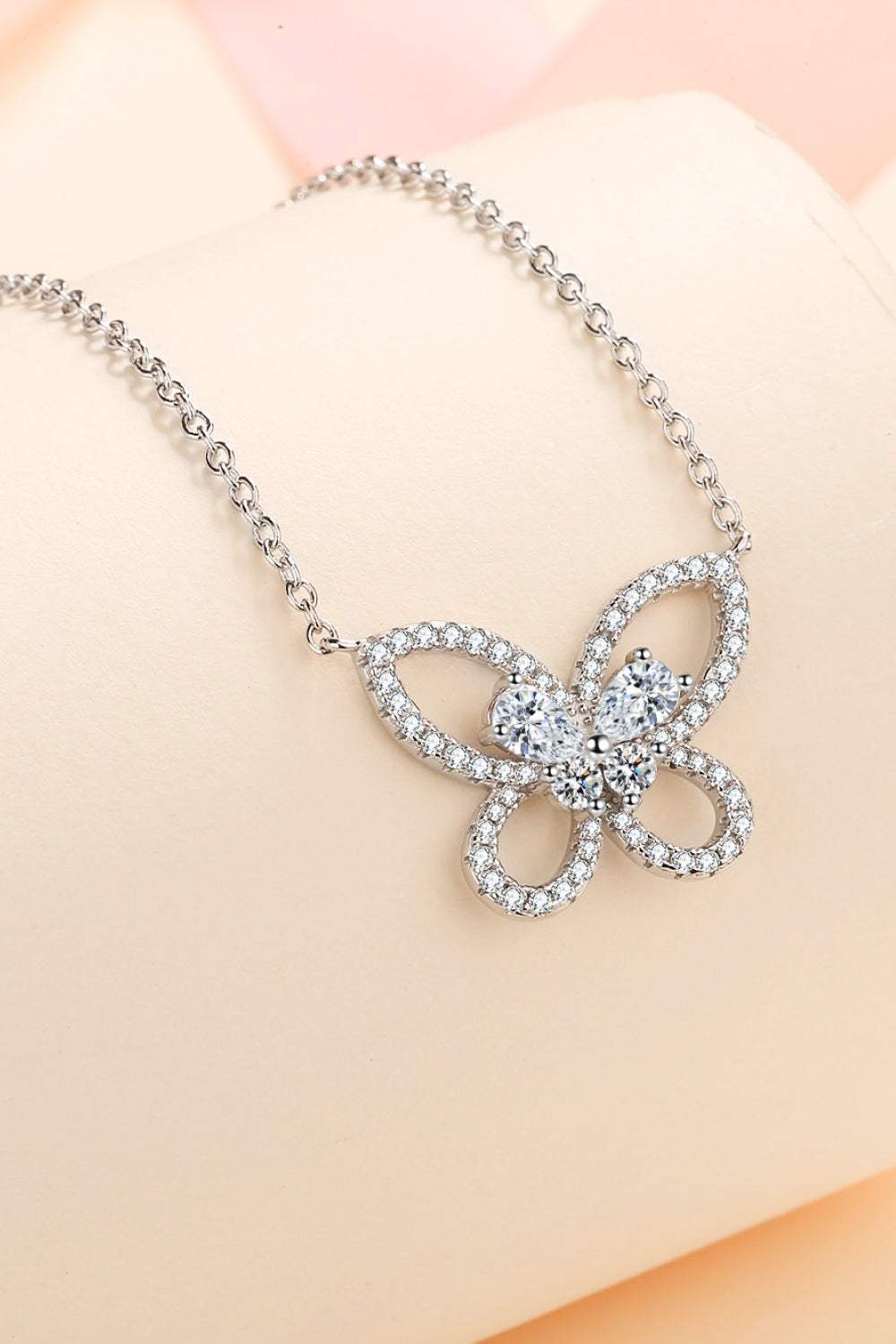 Moissanite Butterfly Pendant Necklace Moissanite - Tophatter Daily Deals