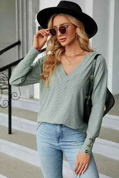 V-Neck Lantern Sleeve T-Shirt Women's T-Shirts - Tophatter Daily Deals