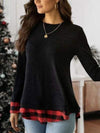 Plaid Round Neck Long Sleeve T-Shirt Women's T-Shirts - Tophatter Daily Deals