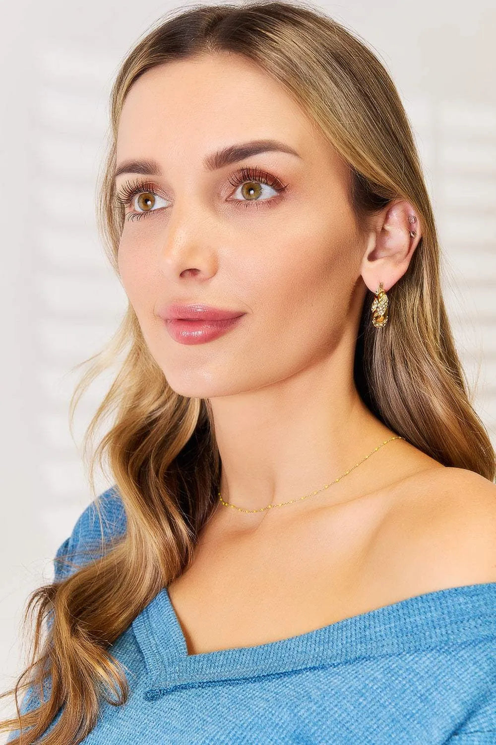 Adored Rhinestone Twist Detail Hoop Earrings Earrings - Tophatter Daily Deals