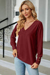 V-Neck Lantern Sleeve T-Shirt Women's T-Shirts - Tophatter Daily Deals