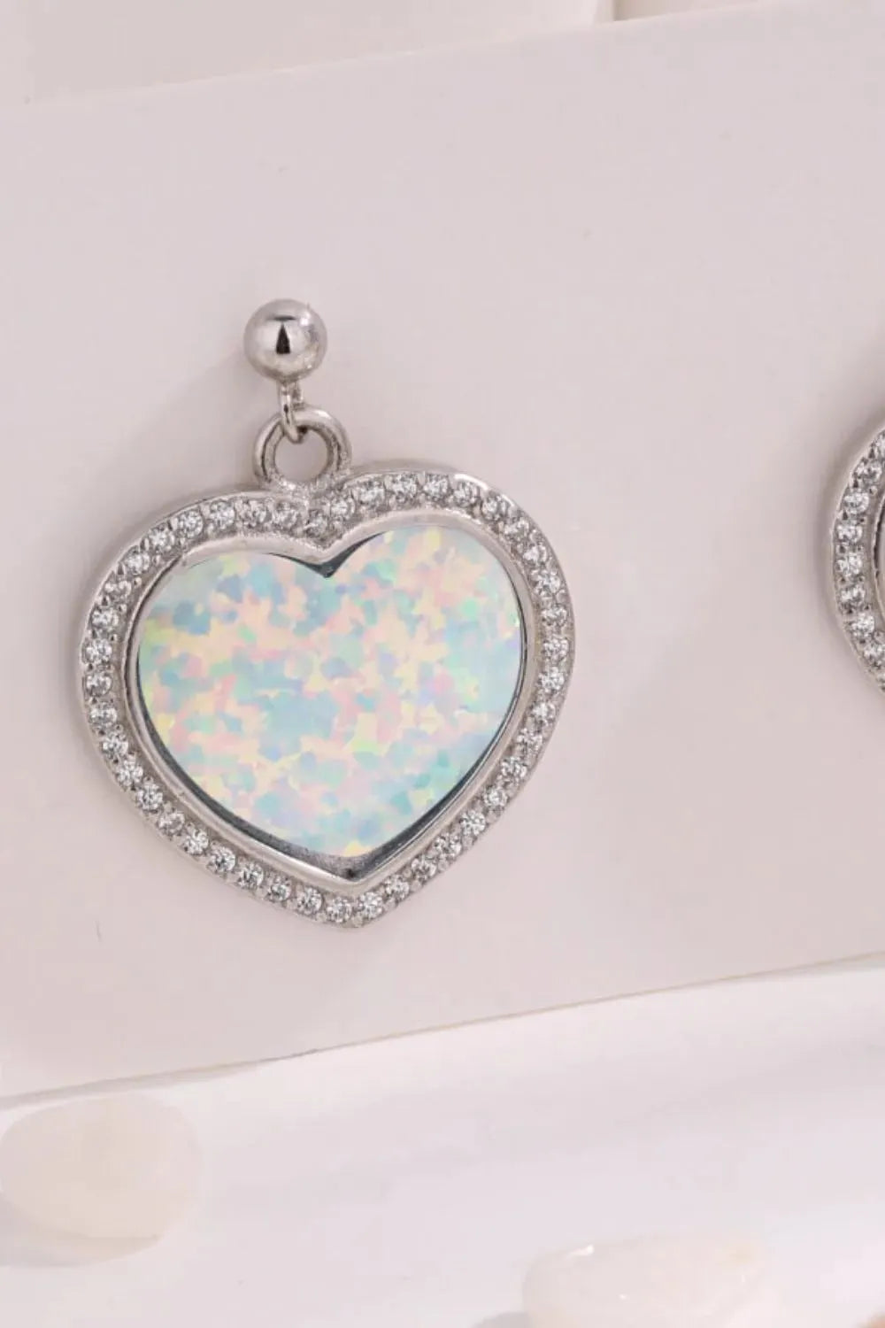 Platinum-Plated Opal Heart Earrings Opal - Tophatter Daily Deals