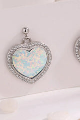 Platinum-Plated Opal Heart Earrings Opal - Tophatter Daily Deals