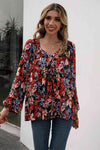 Floral Print Balloon Sleeve Ruched Blouse - Tophatter Deals