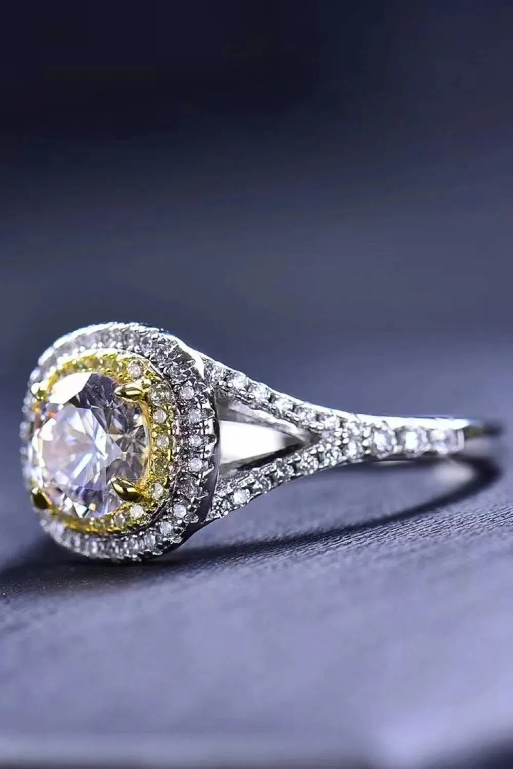 Two-Tone 1 Carat Moissanite Ring Moissanite - Tophatter Daily Deals