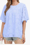 Round Neck Half Sleeve Blouse Pastel Blue Blouses - Tophatter Daily Deals