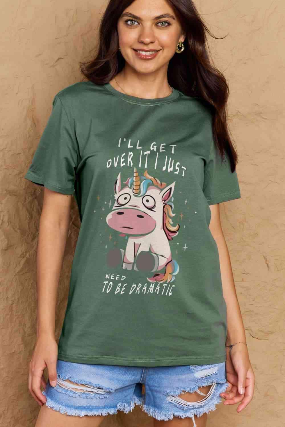 Simply Love Full Size I'LL GET OVER IT I JUST NEED TO BE DRAMATIC Graphic Cotton Tee Women's T-Shirts - Tophatter Daily Deals