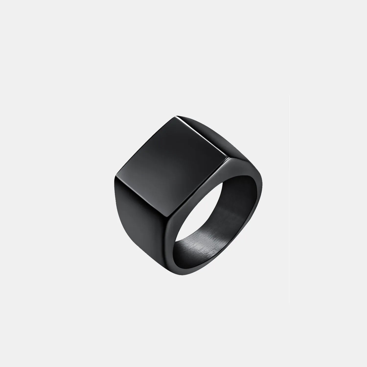 Square Titanium Steel Ring Black Rings - Tophatter Daily Deals