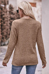 Double Take Ribbed Round Neck Buttoned Tee Women's T-Shirts - Tophatter Daily Deals