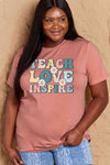 Simply Love Full Size TEACH LOVE INSPIRE Graphic Cotton T-Shirt Women's T-Shirts - Tophatter Daily Deals