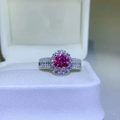 1 Carat Moissanite 925 Sterling Silver Ring Silver Moissanite - Tophatter Daily Deals