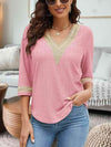 V-Neck Eyelet Blouse Blouses - Tophatter Daily Deals