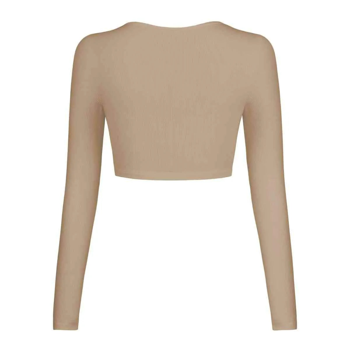 Double Take Button Down Long Sleeve Cropped Top Blouses - Tophatter Daily Deals