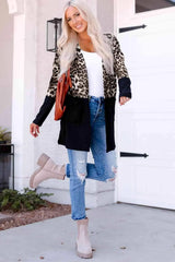 Leopard Color Block Open Front Longline Top Blouses - Tophatter Daily Deals