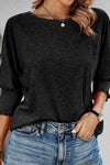 Round Neck Three-Quarter Sleeve Top Women's T-Shirts - Tophatter Daily Deals