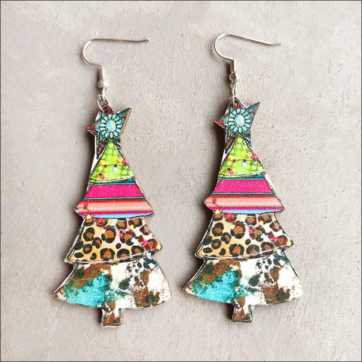 Christmas Themed Wood Dangle Earrings Style B One Size Earrings - Tophatter Daily Deals