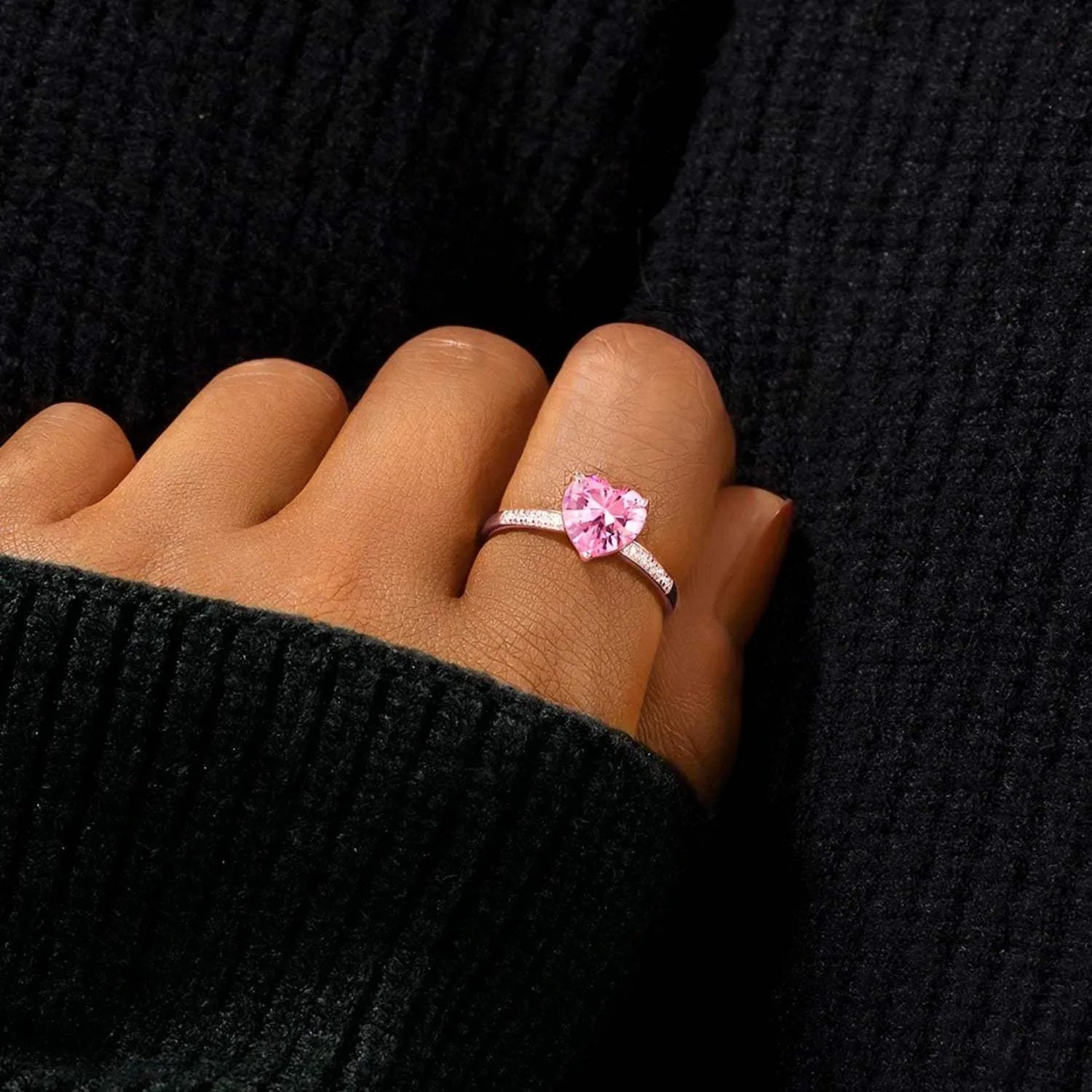 Heart Zircon 925 Sterling Silver Ring Rings - Tophatter Daily Deals