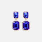 Geometrical Shape Glass Stone Dangle Earrings Royal Blue One Size Earrings - Tophatter Daily Deals