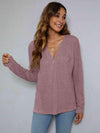 Dropped Shoulder High-Low Waffle-Knit Top Blouses - Tophatter Daily Deals