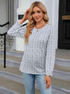 Printed Round Neck Flounce Sleeve Blouse Floral Women's T-Shirts - Tophatter Daily Deals