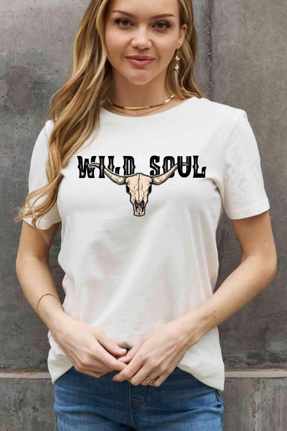 Simply Love Full Size WILD SOUL Graphic Cotton Tee - Tophatter Daily Deals