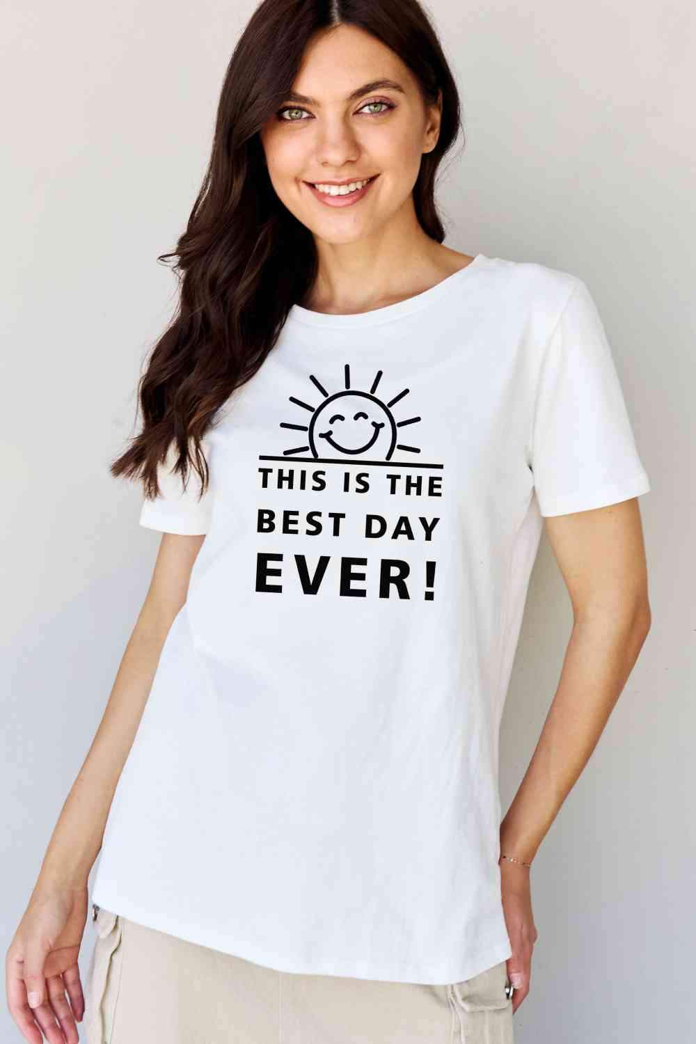 Simply Love Full Size THIS IS THE BEST DAY EVER! Graphic Cotton T-Shirt Women's T-Shirts - Tophatter Daily Deals