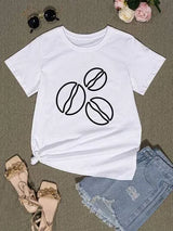 Coffee Bean Graphic Round Neck T-Shirt Women's T-Shirts - Tophatter Daily Deals