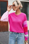 Color Block Waffle-Knit Blouse Blouses - Tophatter Daily Deals