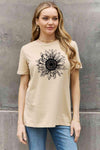 Simply Love Full Size Sunflower Graphic Cotton Tee Taupe Women's T-Shirts - Tophatter Daily Deals