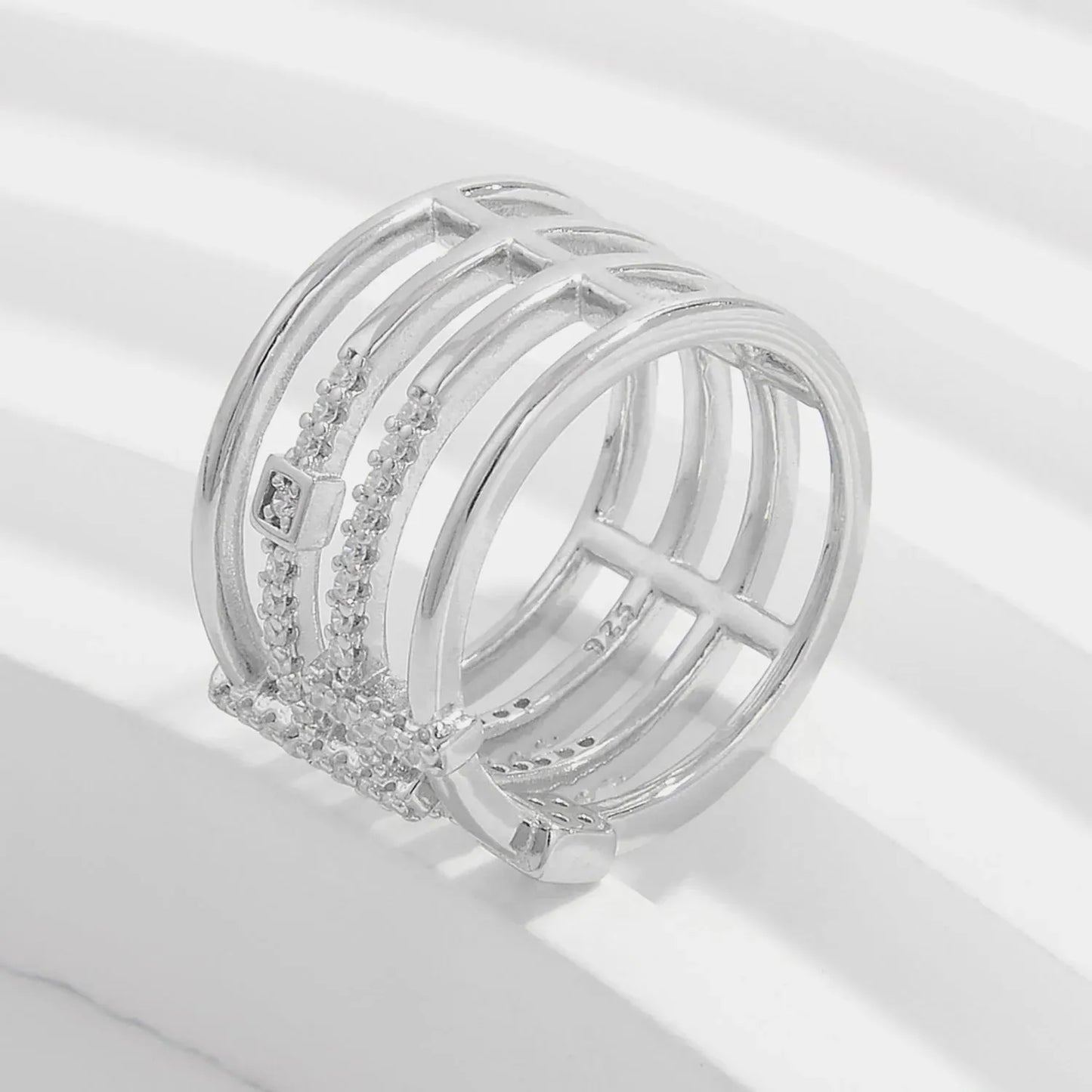 925 Sterling Silver Inlaid Zircon Ring Silver Rings - Tophatter Daily Deals