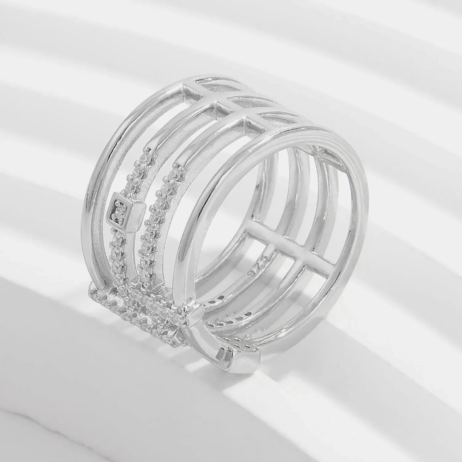 925 Sterling Silver Inlaid Zircon Ring Silver Rings - Tophatter Daily Deals