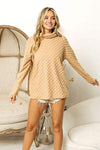 BiBi Checkered Round Neck Thumbhole Long Sleeve Top Blouses - Tophatter Daily Deals