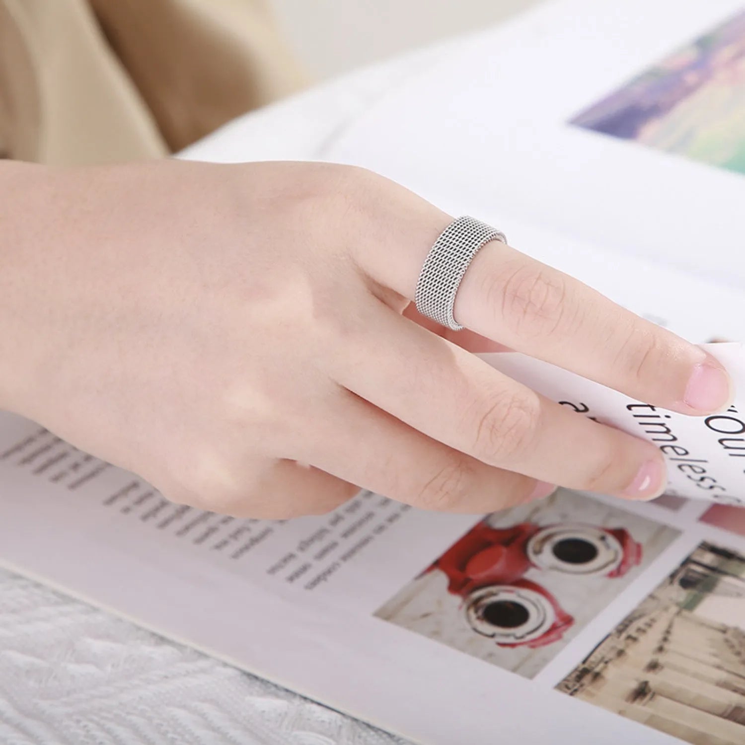 Weave Stainless Steel Ring Rings - Tophatter Daily Deals