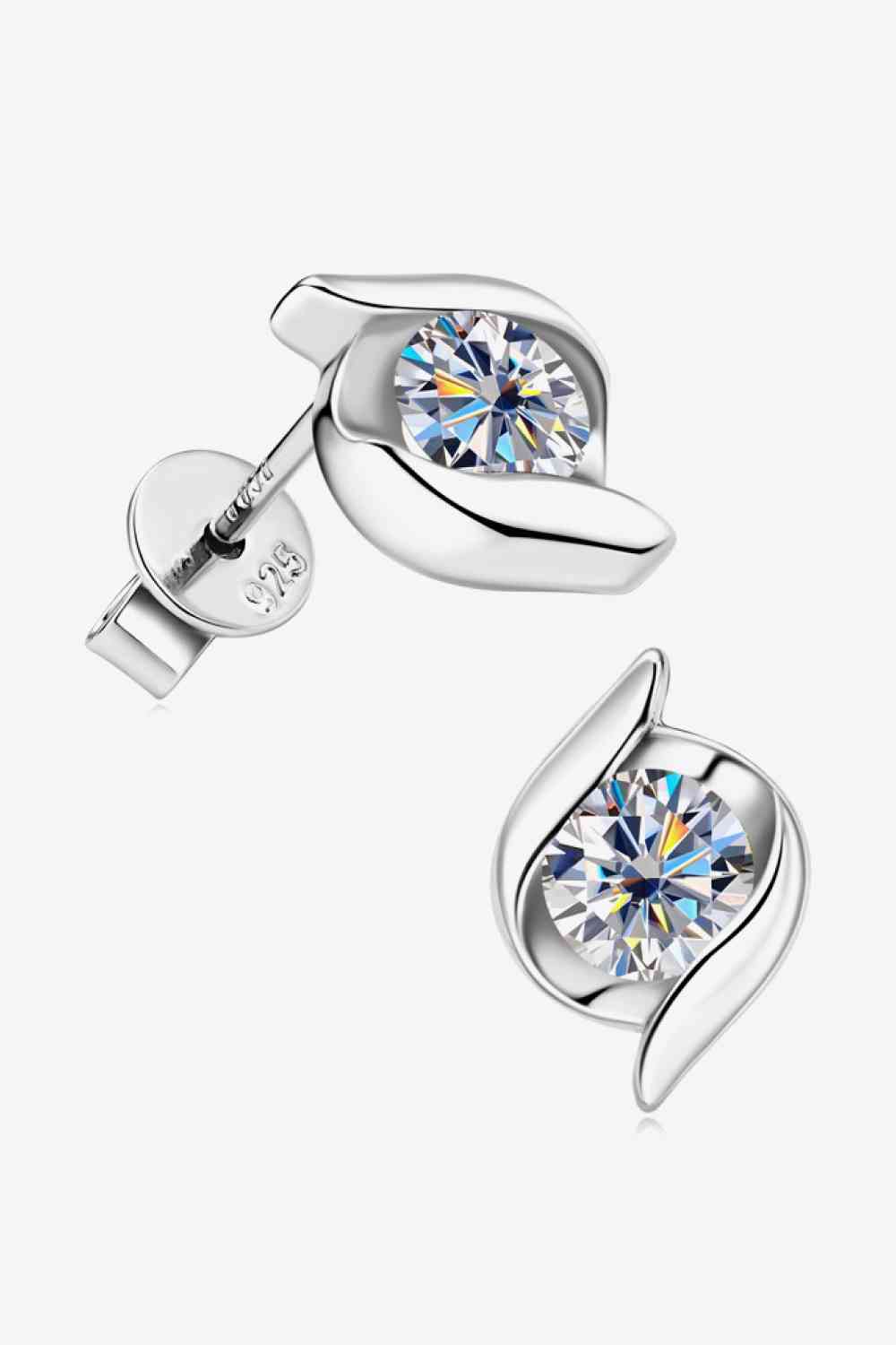 1 Carat Moissanite 925 Sterling Silver Stud Earrings Moissanite - Tophatter Daily Deals