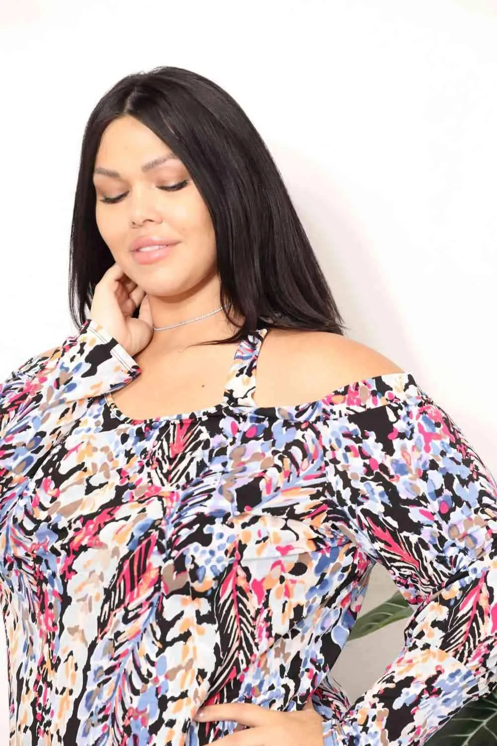 Sew In Love Full Size High Neck Off Shoulder Criss Cross Top Blouses - Tophatter Daily Deals