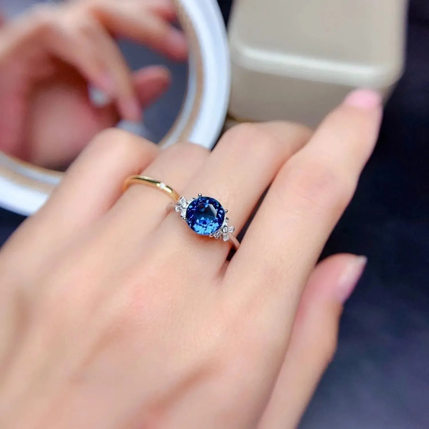 Silver-Plated Artificial Gemstone Ring Rings - Tophatter Daily Deals