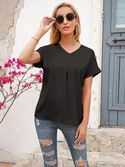 V-Neck Short Sleeve T-Shirt Women's T-Shirts - Tophatter Daily Deals