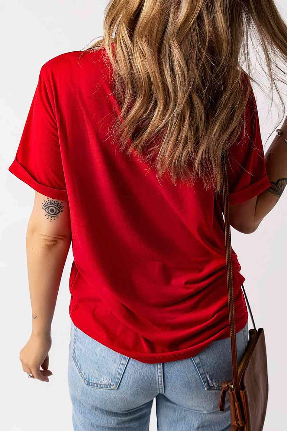 AMERICA Graphic Round Neck Short Sleeve Tee Women's T-Shirts - Tophatter Daily Deals