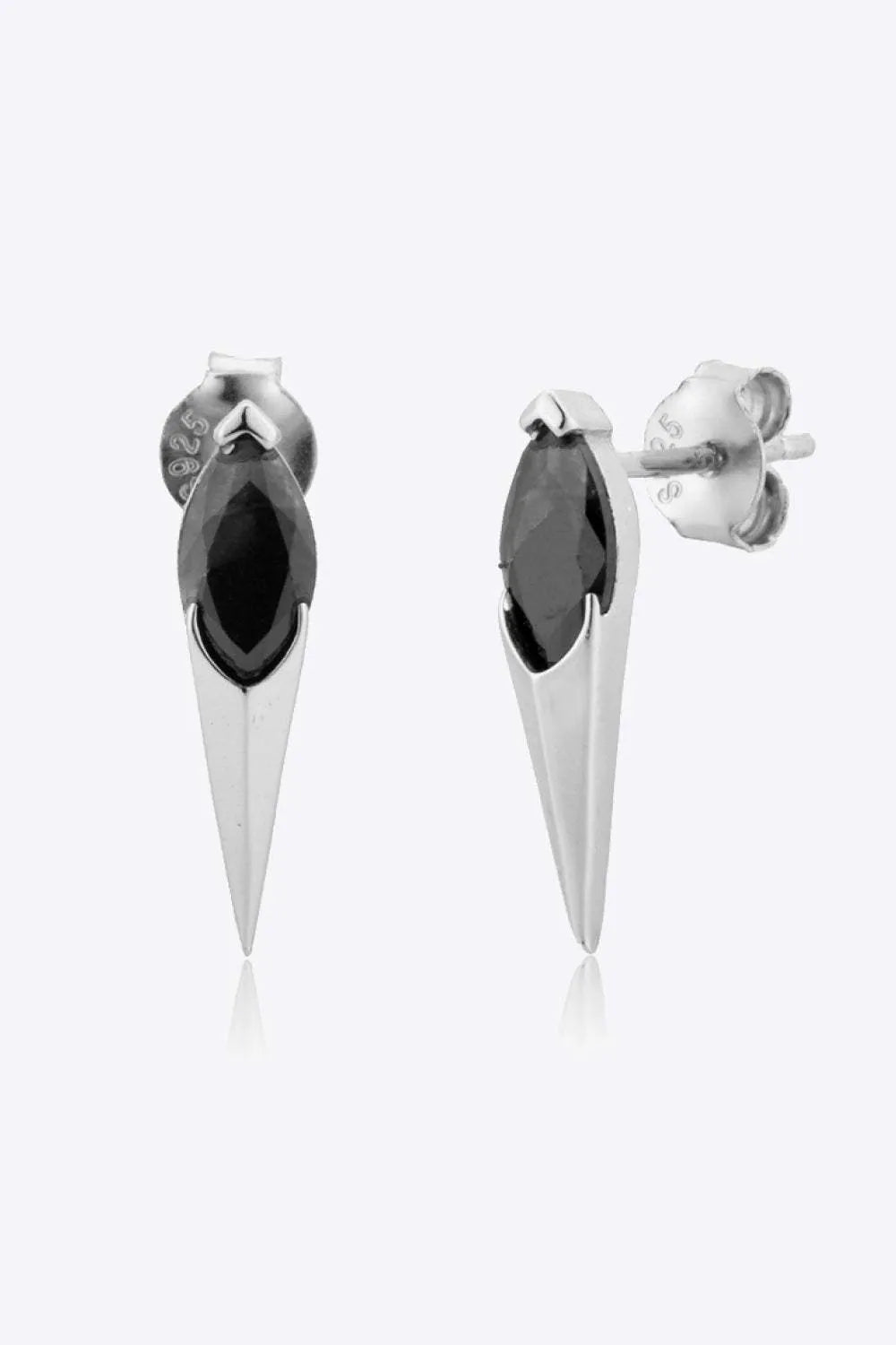 Zircon Decor 925 Sterling Silver Earrings Silver Black One Size Earrings - Tophatter Daily Deals