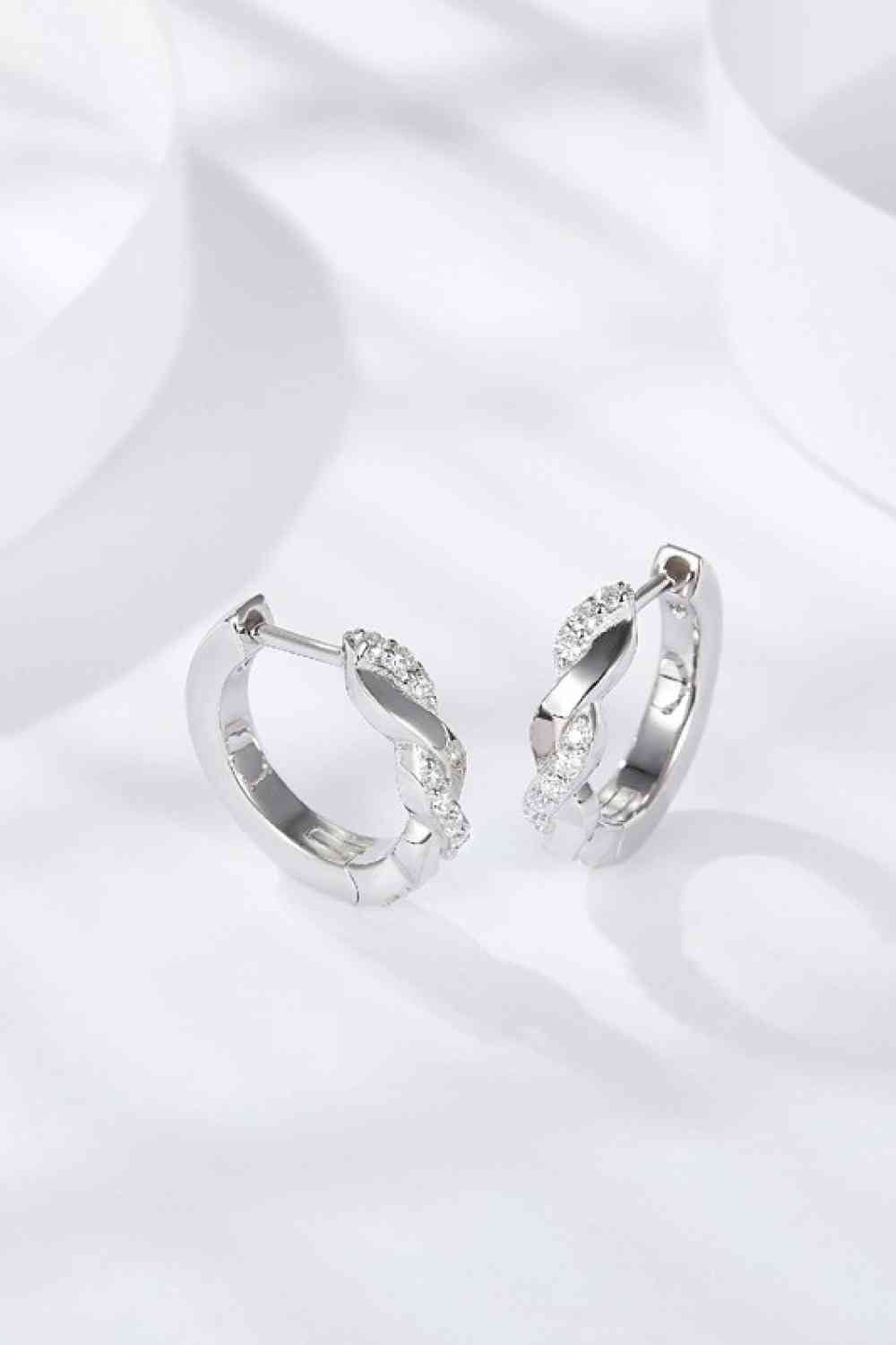 Moissanite Twisted Platinum-Plated Earrings - Tophatter Deals