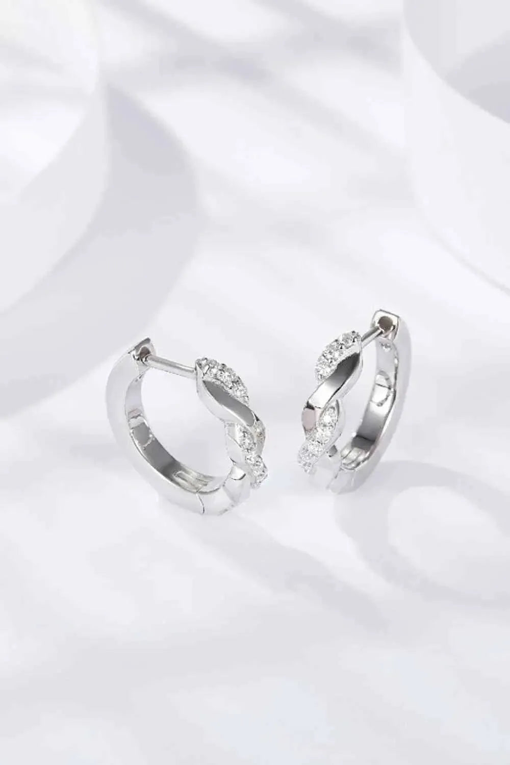 Moissanite Twisted Platinum-Plated Earrings Moissanite - Tophatter Daily Deals