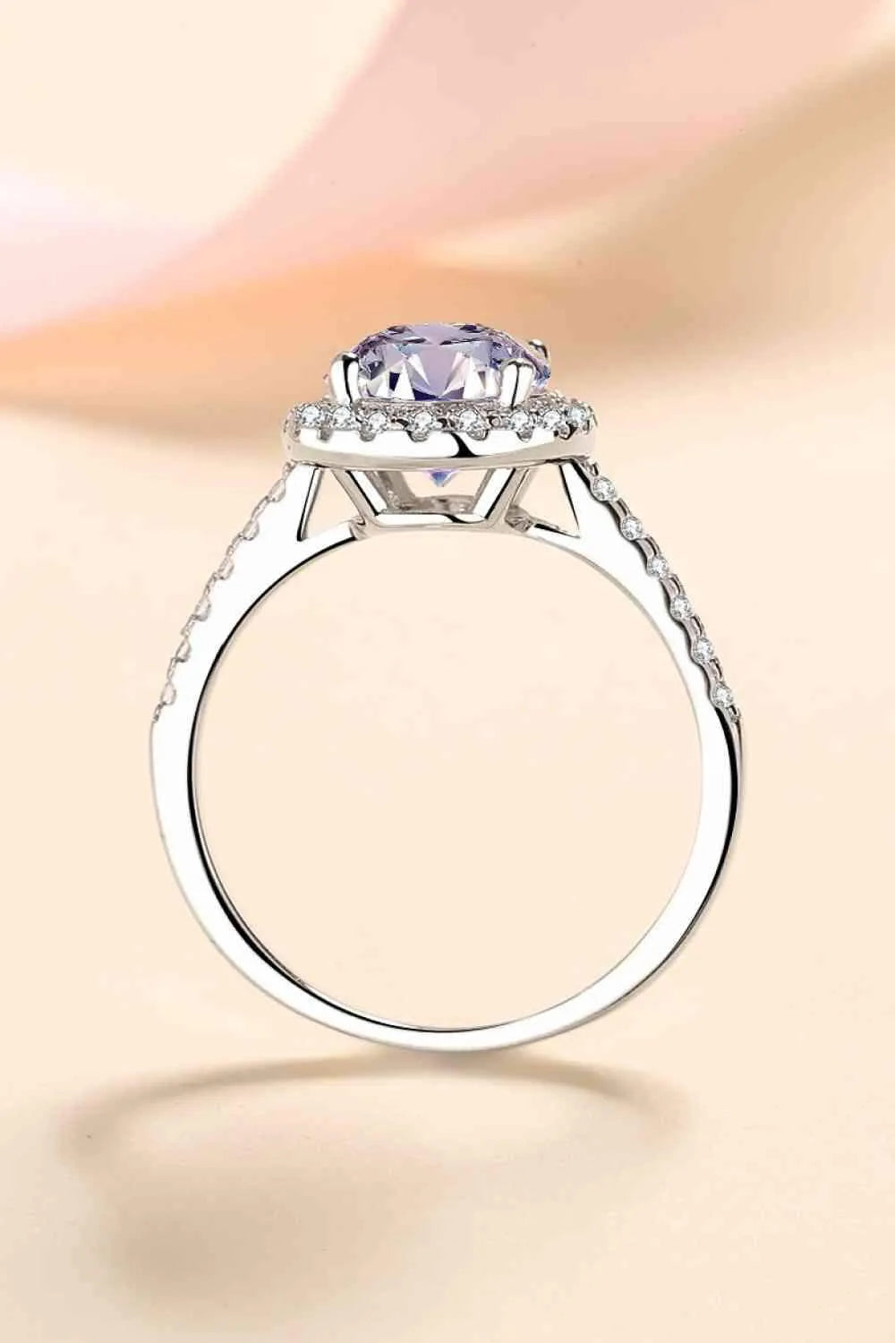 2 Carat Moissanite 925 Sterling Silver Halo Ring Moissanite - Tophatter Daily Deals