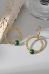 Malachite 18K Gold Plated Earrings Earrings - Tophatter Daily Deals