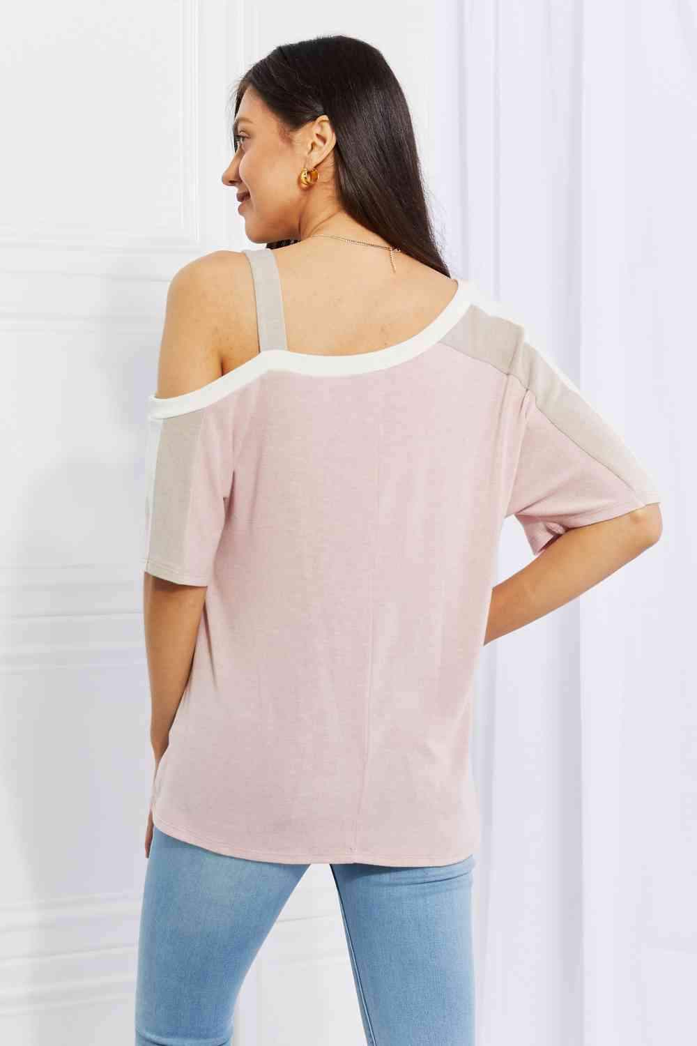 Andree by Unit Full Size Something Simple Cold Shoulder Tee Women's T-Shirts - Tophatter Daily Deals