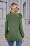 Heathered Puff Sleeve Round Neck Tunic Top Women's T-Shirts - Tophatter Daily Deals