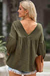 Dropped Shoulder V-Neck Blouse Blouses - Tophatter Daily Deals